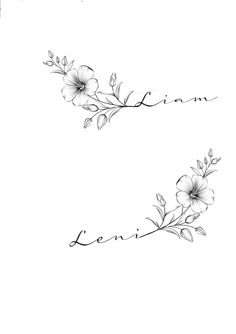 the letter d is made up of flowers and leaves, which are drawn in black ink