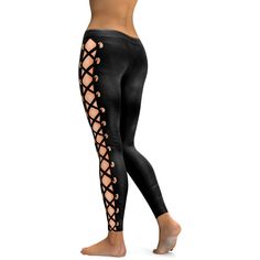 Womens Workout Yoga Faux Leather Lace Up Leggings Black/Brown | Gearbunch.com – GearBunch Textured Aesthetic, Leggings Outfit Ideas, Outfit Ideas For Church, Lace Up T Shirt, Latina Outfit, Boots And Leggings, Lace Up Leggings, Everyday Pants, Cut Clothes