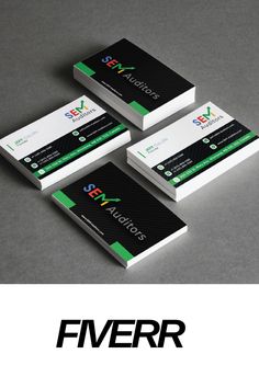 three business cards with the logo for fiverr