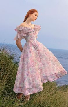 Birthday Outfit Astethic, Gaun Koktail, Fairycore Dresses, Pink Flower Dress, Fairycore Dress, Style Parisienne, Bird Dress, Aesthetic Dress