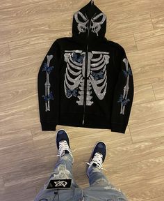 Teenage Clothing, Rhinestone Hoodie, Skeleton Hoodie, Teen Swag Outfits, Mens Outfit Inspiration, Cute Outfits For School, Streetwear Tops, Hip Hop Outfits, Cute Swag Outfits