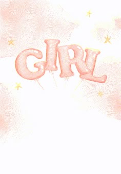 the word girl spelled with balloons in pink watercolor