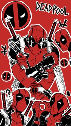 deadpool stickers on a red background