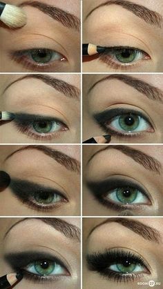 Combine powder and pencil for a sultry, smoky effect. | 15 Easy Hacks For Perfect Eyeliner Eyeliner Hacks, Perfect Eyeliner, Beauty Make-up, Bohol