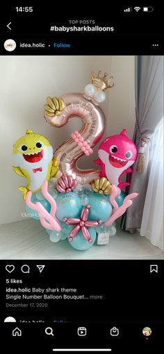 an image of some balloons in the shape of numbers and animals on top of each other