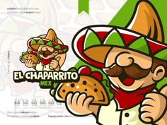 an image of a mexican character with food