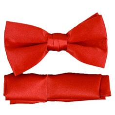 Classic style Pre Tied Bow made from quality material. A great formal classical style Boy's bow tie for a great accessory to a tuxedo or a suit. Great for wearing to a wedding or any other formal occasion. Made from 100% Poly Satin. This Bow Tie comes with matching hanky. This fancy looking and silky feeling will upgrade your look instantly. Perfect for parties, weddings, birthdays, holiday parties or formal occasions. Bow ties made a comeback & they're here to stay! Every gentleman's wardrobe s Classic Red Bow Tie For Formal Occasions, Classic Red Bow For Black Tie Events, Fitted Red Bow Tie For Black Tie Events, Classic Red Adjustable Tie, Adjustable Red Satin Bow, Classic Adjustable Red Ties, Formal Red Bow Tie, Formal Bow Tie With Red Bow, Fitted Red Bow Tie