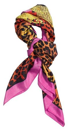 love the colors for fall Fucsia Outfit, Fashion Preppy, Leopard Scarf, Gianni Versace, Sarong, Silk Scarves, Scarf Print, Head Wraps, Silk Scarf