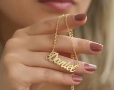 14K Handmade Personalized Name Jewelry by EliffPersonalized Elegant Gold Necklace, Gold Necklace Women