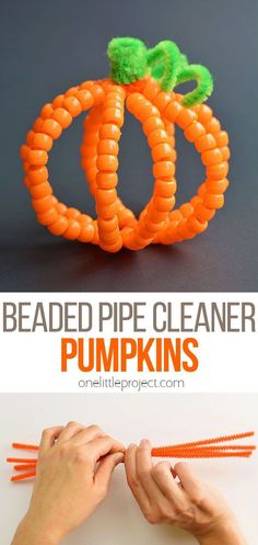 the beaded pipe cleaner pumpkins are easy to make