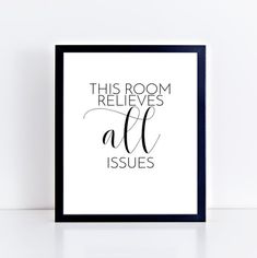 this room receives all issues printable wall art in black frame on white background with text