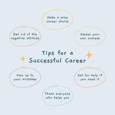 a poster with the words tips for a successful career