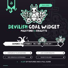 the devilish goal widgett is displayed on a black background with green lettering