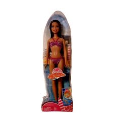 New! Get Ready For Fun With This Cool Barbie Beach Doll! Barbie Looks Totally Cool In Her Latest Beach Fashion To Hang Out On The Shore Or Splash In The Waves. Features: Barbie Purple 2-Piece Bathing Suit Barbie Scooter, Barbie Purple, Purple Swimwear, Beach Barbie, Barbie Beach, Ken Barbie Doll, 1980s Barbie, Barbie Kelly, Barbie Shoes