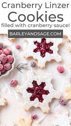 cranberry linzer cookies filled with cranberry sauce