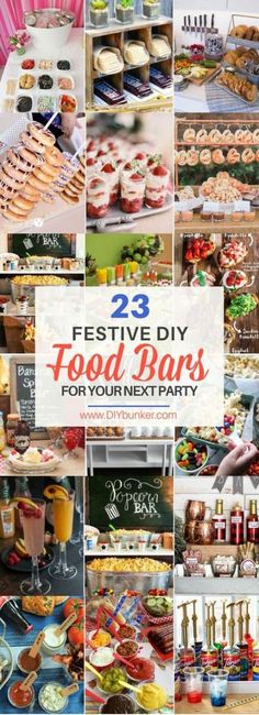 food bar collage with the words 23 festive diy food bars for your next party