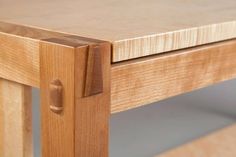 a close up of a wooden table with no one on it's legs or feet