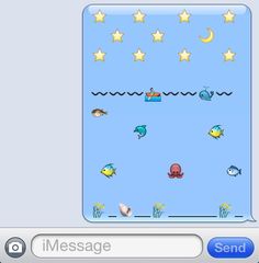 an iphone screen with the message message bubble on it and several different types of fish