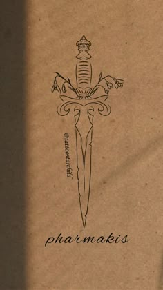 a drawing of a knife with the words phatmakis on it in black ink