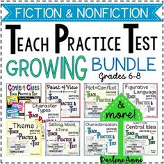 a poster with the words teach practice test growing bundle