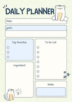 a daily planner with an image of a polar bear and stars on the top right side