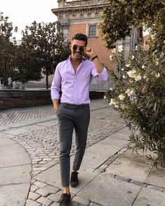 Wedding Guest Male Outfit, Quince Outfits, Wedding Dresscode, Purple Shirt Outfits, Career Clothes, Summer Business Attire, Tomboy Fits, Business Attire For Men