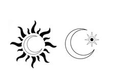 the sun and moon are drawn in black ink