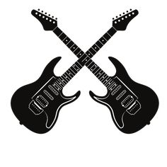 two electric guitars with their heads facing each other