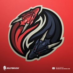 an image of a red and black dragon sticker