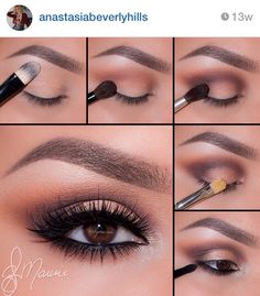 anastasiabeverlyhills #makeupideasforbrowneyes Eye Makeup Brown Smokey, Dramatic Eye Makeup Step By Step, Matte Neutral Eyeshadow Looks, Brown Eye Shadow Makeup Looks, Eye Shadow For Brown Eyes, Amrezy Palette, Brown Eye Shadow, Brown Eye Makeup Tutorial, Natural Smokey Eye