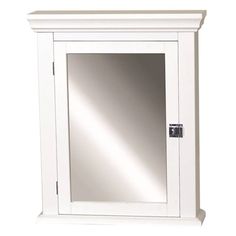 a white medicine cabinet with a mirror on top