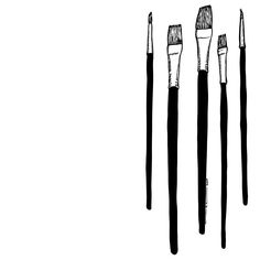 four brushes are lined up in a row