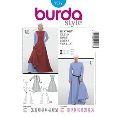 This is a NEW Burda Sewing pattern. Not the finished dress/costume. Will be packaged carefully in a plastic sleeve, with cardboard backing for protection for shipping. If you have any questions about the condition or combined shipping, please ask before buying. Middle Ages Dress, Womens Medieval Dress, Medieval Dress Pattern, Burda Sewing Patterns, Simplicity Dress, Costume Sewing Patterns, Dress History, Medieval Costume, Costume Patterns