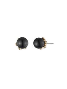 Black Pearl Stud | Marchesa Marchesa Fashion, The Pearl, Dainty Earrings, Pearl Studs, Black Pearl, Gold Tones, Gold Plate, Fashion Jewelry, Plating