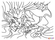 a black and white drawing of two dragon heads