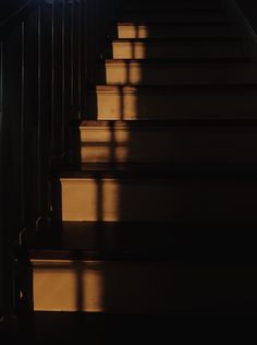 the sun is shining down on some stairs