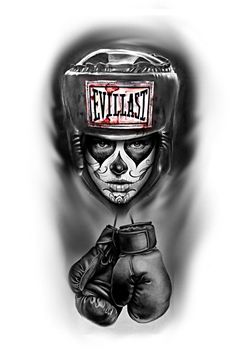 a black and white drawing of a skull wearing boxing gloves with the word alive on it's forehead