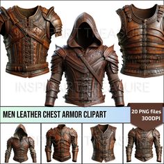 men's leather chest armor clipart - 20 png files for photoshop