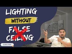 a man is pointing at something with the words lighting without false cling in front of him