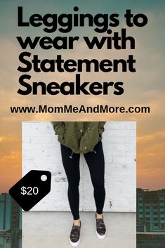 Leggings To Wear With Statement Sneakers. Sale Only $20 MomMeAndMore.com Statement Sneakers, Affordable Leggings, Sneakers Sale, Squat Proof Leggings, Black And White Leggings, Usa Clothing, Yoga Positions, Matching Mom