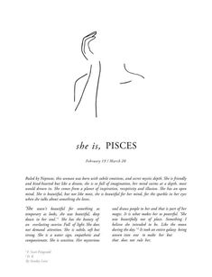 the title page for she is pisces, written in black ink on white paper