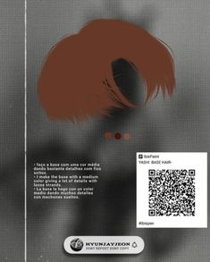 the back side of a woman's head with red hair and an information card