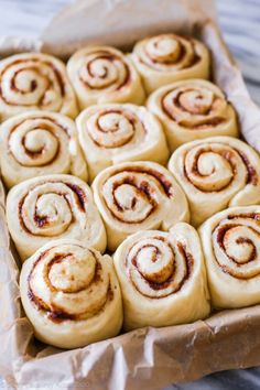 cinnamon rolls in a baking pan ready to be baked