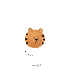 a drawing of a tiger's face with the word dog written below it in cursive writing