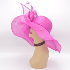 "✿*. About Shipping.*✿ All the hats will be shipped out from Rockville, MD 20854 via UPS GROUND (1-5 business days) or USPS Priority mail (2-4 business days) if their shipping fee is much the same. The overnight and other shipping service are also available. Please contact me first if you want it, I will check the price and delivery time for you. Pick up is available! If you are very urgent, please order your hats early and save money! Key Features: This hat is made of 100% high quality Sinamay Pink Short Brim Sun Hat For Church, Pink Wide Brim Hat For Formal Occasions, Pink Wide Brim Top Hat For Formal Occasions, Elegant Pink High Crown Hat, Pink Sun Hat For Kentucky Derby Wedding, Pink Sun Hat For Wedding, Kentucky Derby, Pink Sun Hat For Wedding At Kentucky Derby, Pink Hat For Beach And Royal Ascot, Elegant Pink Sun Hat For Royal Ascot