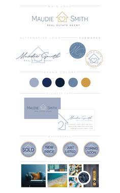 the logo and business card design for maudie 101 smith, real estate agent