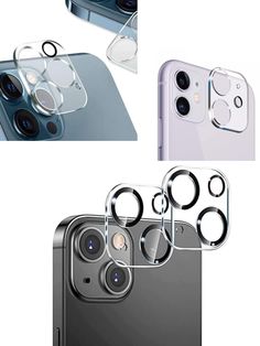 three different views of the back and sides of an iphone with two cameras attached to it