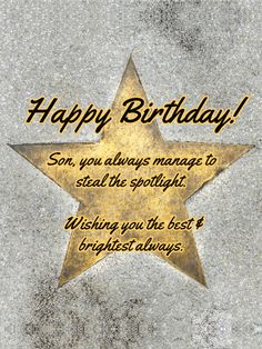 a golden star with the words happy birthday written on it, and an inscription that reads,