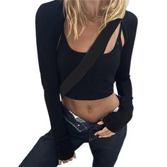 Shrug Crop Top for Women Aesthetic Black Long Sleeve Cardigan T Shirt Y2k Grunge Clothes Basic Party Streetwear Cropped Y2k Tops For Fall, Y2k Crop Top For Fall Streetwear, Fall Cropped Y2k Tops, Casual Long Sleeve Crop Top For Club, Y2k Fitted Crop Top For Winter, Y2k Style Fall Party Crop Top, Y2k Style Party Crop Top For Fall, Y2k Party Crop Top For Fall, Casual Crop Top For Club In Fall