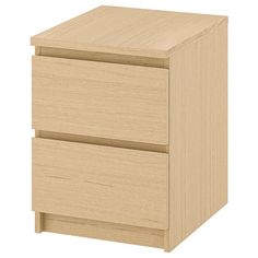 a wooden cabinet with two drawers on one side and an open drawer on the other